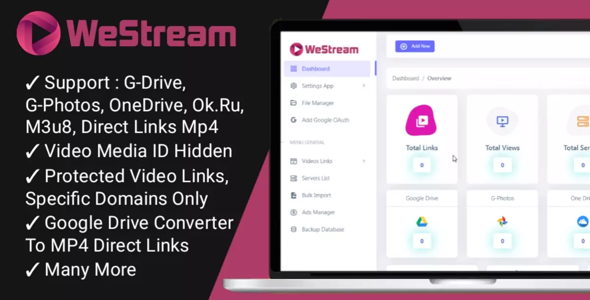 WeStream - Video Player & Loadblancer, Proxy Rotate, Multiply Links Servers, M3u8/ HLS